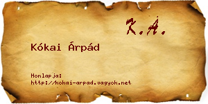 Kókai Árpád névjegykártya